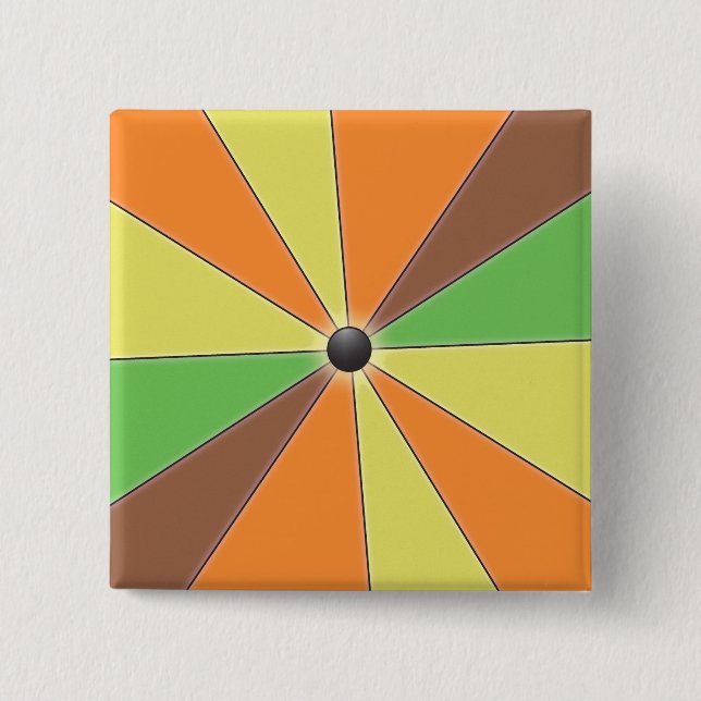 Colourful Graphical Beams Orange 2 Inch Square Button (Front)