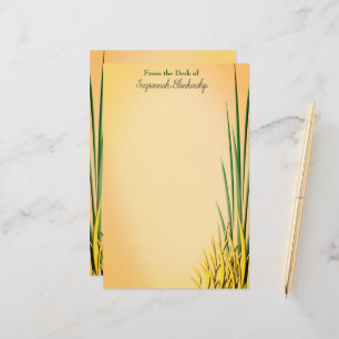 Colourful Grass Border Custom Name Stationery