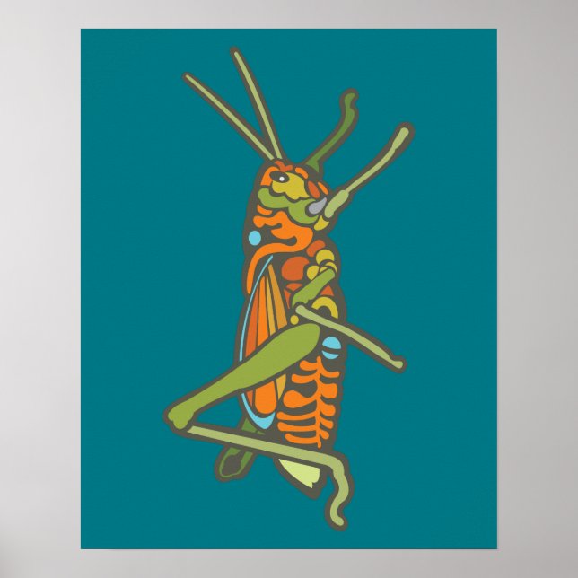 Colourful Grasshopper Poster (Front)