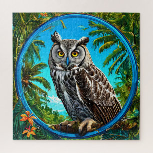Colourful Great grey owl Bird Jigsaw Puzzle