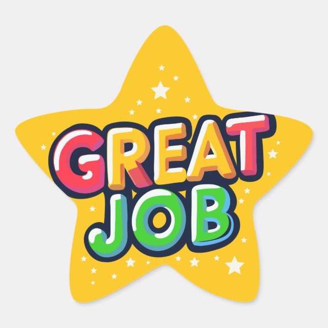 Colourful Great Job Star-Shaped Achievement Kids Star Sticker (Front)