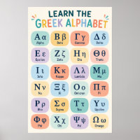Colourful Greek Alphabet for Children Learning Cha