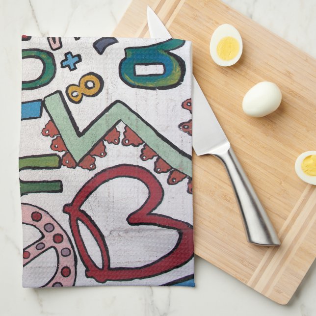 Colourful Greek Alphabet Kitchen Towel (Quarter Fold)