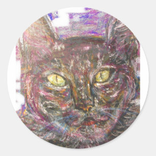 colourful greek cat classic round sticker