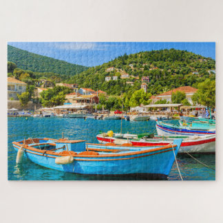 Colourful Greek fishing boats in port of Kioni Jigsaw Puzzle