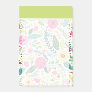 Colourful green and pink background botanical Chic Post-it Notes