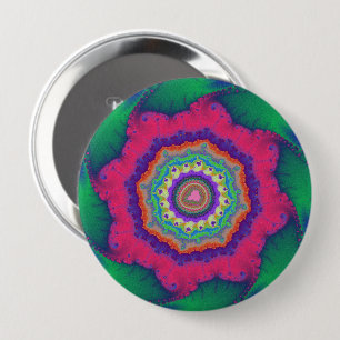 Colourful Green and Pink Fractal 4 Inch Round Button