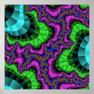 Colourful Green and Purple Fractal Poster