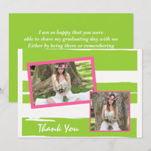 Colourful Green and White Graduation Thank You Car Invitation