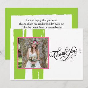Colourful Green and White Watercolor Photo Graduat Invitation
