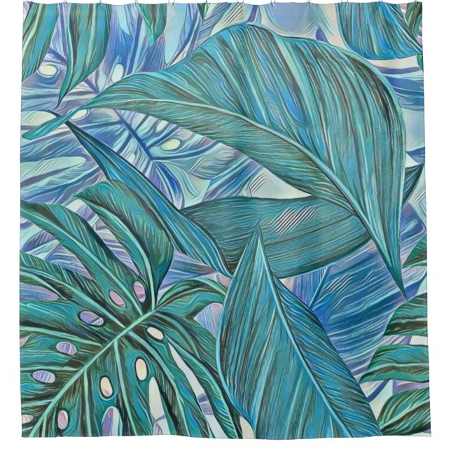 Colourful green blue tropical leaves watercolor (Front)
