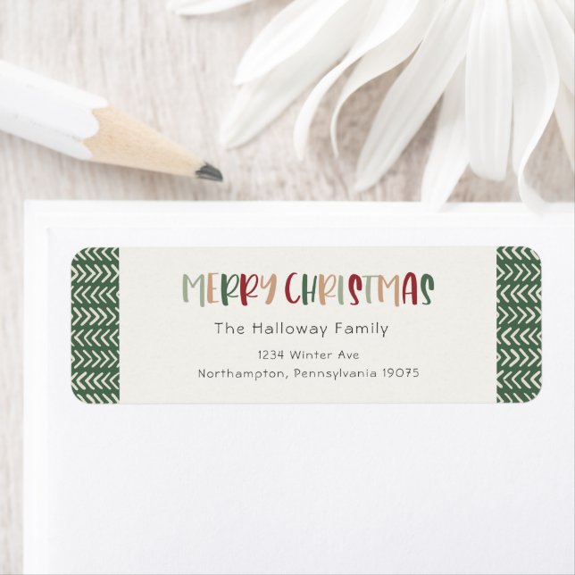 Colourful Green Christmas Return Address Envelope (Insitu)