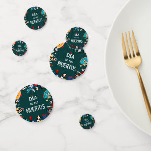 Colourful Green Dia de los Muertos Circle of Life Confetti