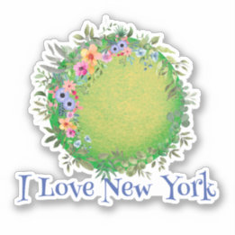 Colourful Green Earth I Love New York Sticker