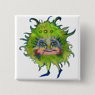 Colourful Green Germ 2 Inch Square Button