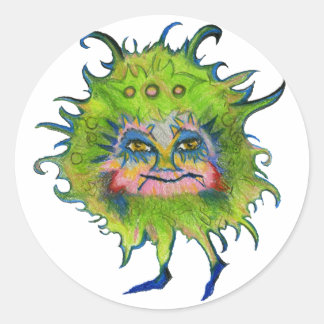 Colourful Green Germ Classic Round Sticker