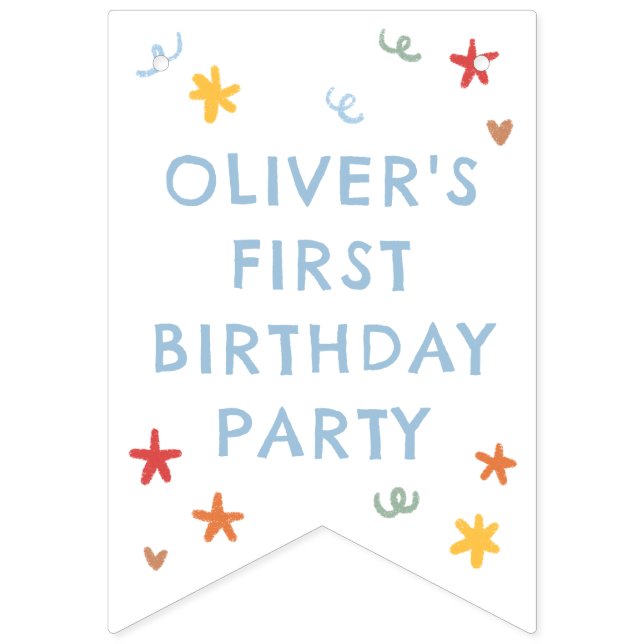 Colourful Green Gingham 1st Birthday Bunting Flags (First Flag)