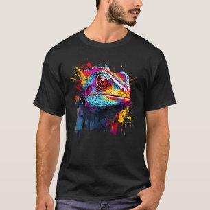 Colourful Green Iguana Lizard Animal Lover Splash  T-Shirt