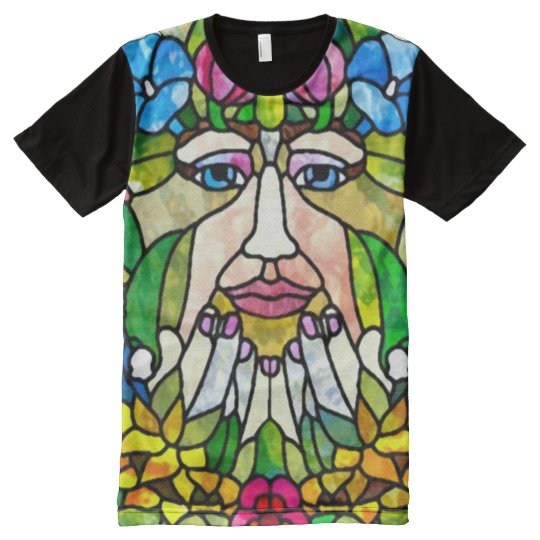 Colourful Green Mother Earth Watercolor Art All-Over-Print T-Shirt