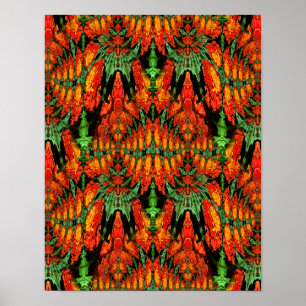 Colourful Green Orange Abstract Art Pattern      Poster