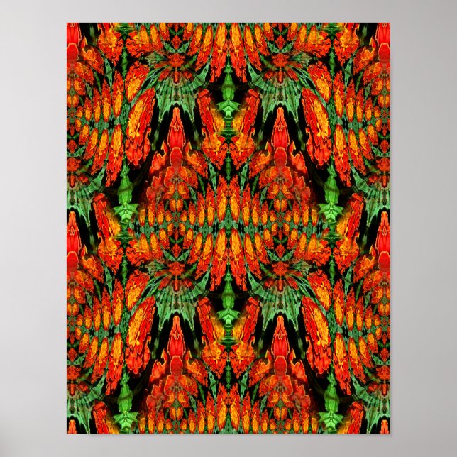 Colourful Green Orange Abstract Art Pattern      Poster (Front)