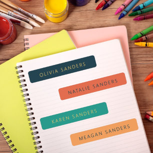 Colourful Green Orange Personalized Name School
