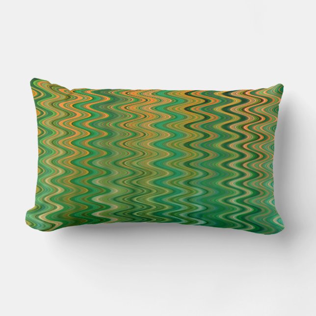 Colourful Green Orange Zigzag Pattern Lumbar Pillow (Front)