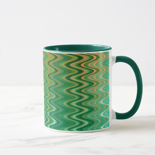 Colourful Green Orange Zigzag Pattern Mug (Right)