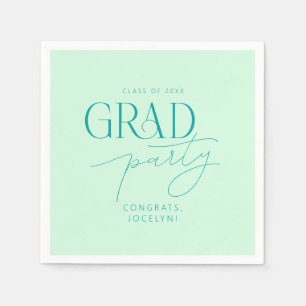 Colourful Green Personalized Minimalist Grad Party Napkin