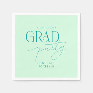 Colourful Green Personalized Minimalist Grad Party Napkin
