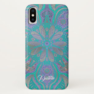 Colourful Green Purple Gold Mandala iPhone X Case