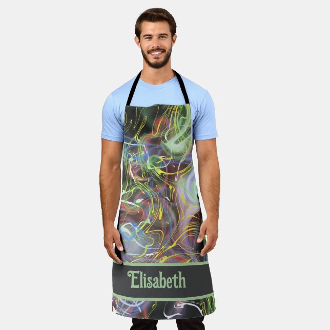 colourful green purple pattern  apron (Worn)