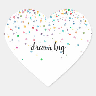Colourful Green Red Blue Yellow Confetti Dots   Heart Sticker