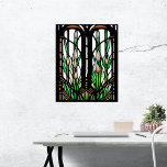 Colourful Green Reeds Art Nouveau Stained Glass Poster<br><div class="desc">A beautiful art nouveau-style digital design that incorporates elements of stained glass and geometric lines. This type of design would be perfect for adding a decorative touch to a room.</div>