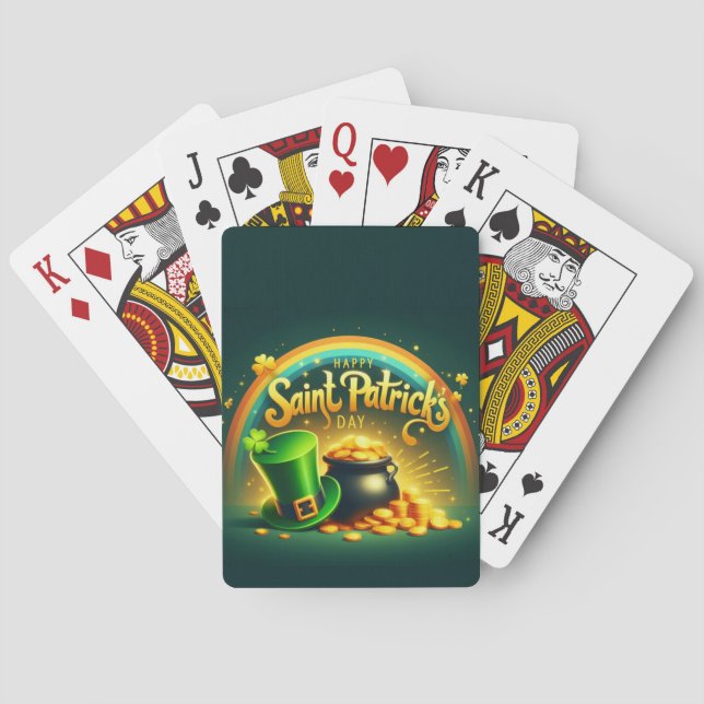 Colourful Green Saint Patrick's Day Playing Cards (Back)