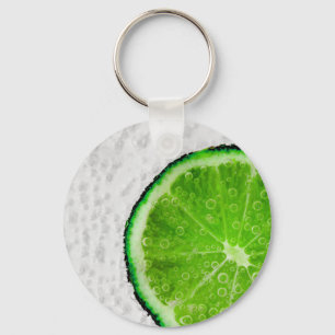 Colourful Green Slice of Lime with Bubbles Keychain