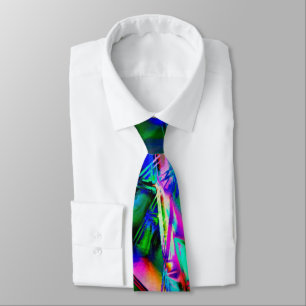 Colourful green stained squares, wrong brush strok tie