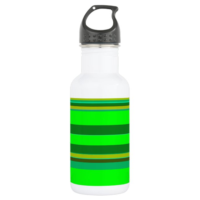 Colourful Green Stripe Customized Designer Pattern 532 Ml Water Bottle (Front)