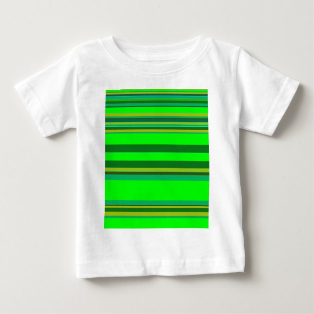 Colourful Green Stripe Customized Designer Pattern Baby T-Shirt (Front)