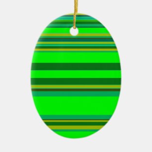 Colourful Green Stripe Customized Designer Pattern Ceramic Ornament
