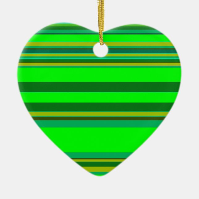 Colourful Green Stripe Customized Designer Pattern Ceramic Ornament (Front)