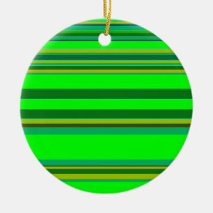 Colourful Green Stripe Customized Designer Pattern Ceramic Ornament