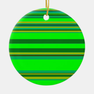 Colourful Green Stripe Customized Designer Pattern Ceramic Ornament