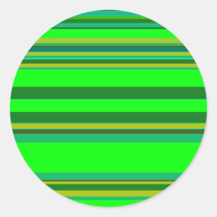 Colourful Green Stripe Customized Designer Pattern Classic Round Sticker