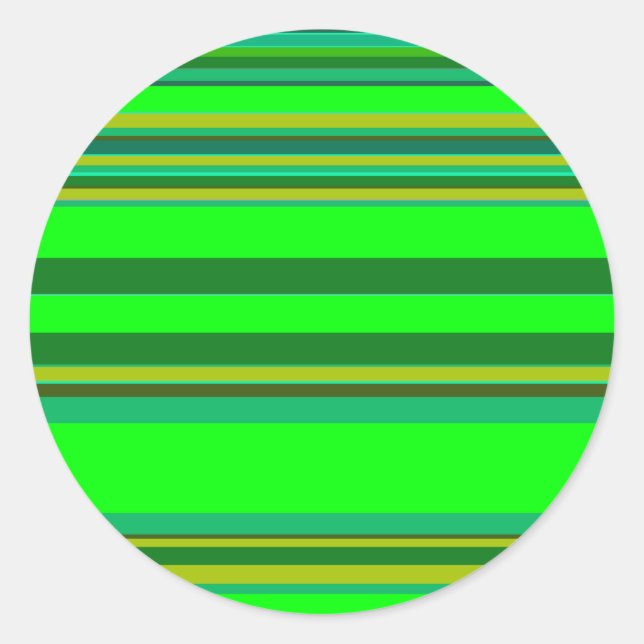 Colourful Green Stripe Customized Designer Pattern Classic Round Sticker (Front)