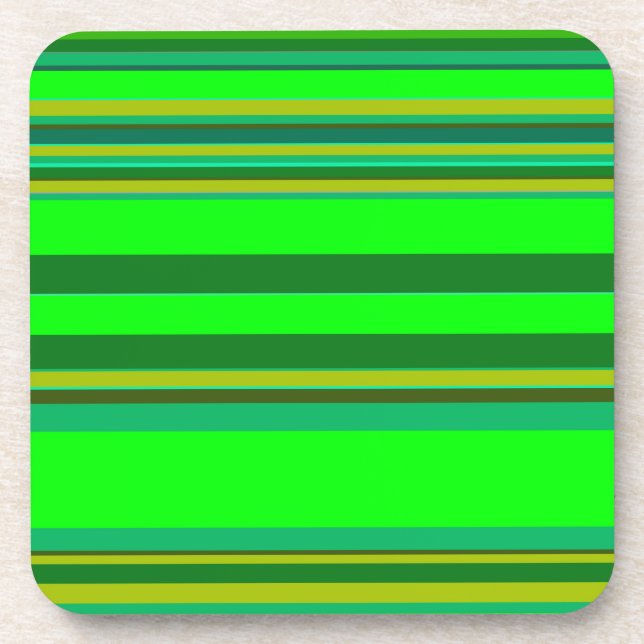 Colourful Green Stripe Customized Designer Pattern Coaster (Front)