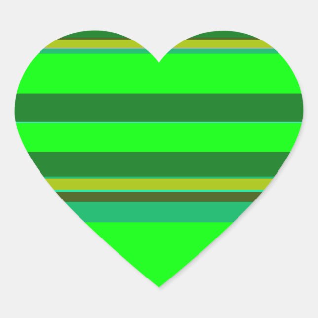 Colourful Green Stripe Customized Designer Pattern Heart Sticker (Front)