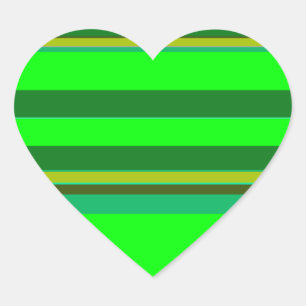 Colourful Green Stripe Customized Designer Pattern Heart Sticker