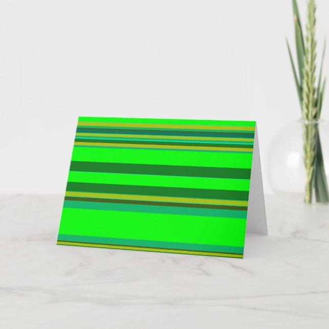 Colourful Green Stripe Customized Designer Pattern Holiday Card (Front)