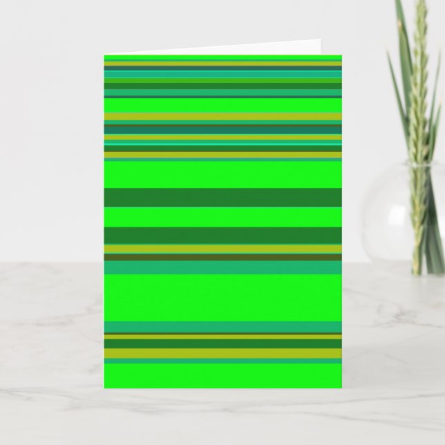 Colourful Green Stripe Customized Designer Pattern Holiday Card (Front)